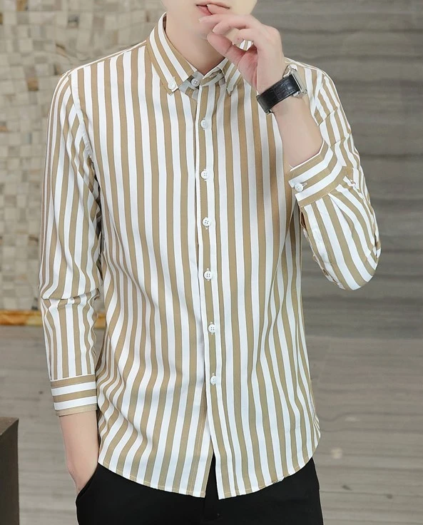 Brown And White Stripes Shirt | Sunoo - Enhypen 3 Brown And White Stripes Shirt | Sunoo - Enhypen