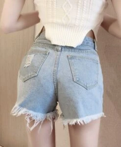 Blue Distressed Denim Button-Down Shorts | IU -Amped Apparel 2021 12 06 20 36 31 600x730 1