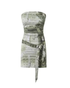 Green Bodycon Belted Tube Dress | Ahyeon - BabyMonster