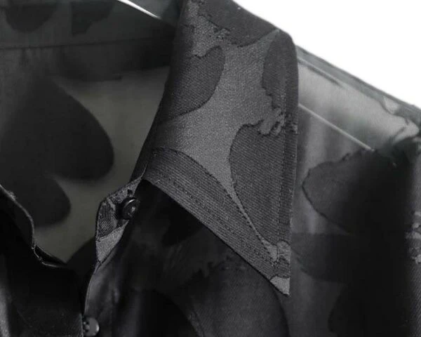 Black See-Through Floral Shirt | Bang Chan - Stray Kids 4 Black See-Through Floral Shirt | Bang Chan - Stray Kids - Image 2