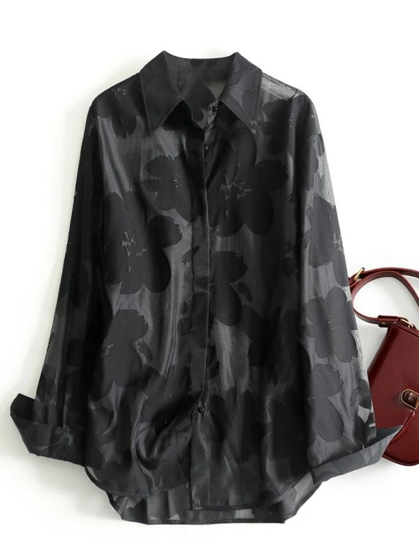 Black See-Through Floral Shirt | Bang Chan - Stray Kids 3 Black See-Through Floral Shirt | Bang Chan - Stray Kids