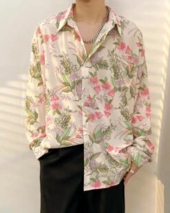 Beige And Pink Floral Shirt | Mingyu - Seventeen -Amped Apparel Beige And Pink Floral Shirt Mingyu Seventeen 1 600x750 1
