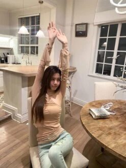 Beige Asymmetric Long Sleeve Top | Mina - Twice -Amped Apparel Beige Asymmetric Long Sleeve Top Mina Twice 13 600x797 1