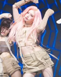 Beige Asymmetrical Waist Cut-Out Skort | Yiren - Everglow -Amped Apparel Beige Asymmetrical Waist Cut Out Skort Yiren Everglow Idol 2 600x750 1