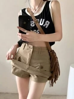 Beige Cargo-Style Denim Skirt | Handong - Dreamcatcher -Amped Apparel Beige Cargo Style Denim Skirt Handong Dreamcatcher 1 600x799 1