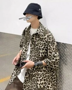 Beige Leopard Print Short Sleeves Oversized Shirt | Taehyung - BTS -Amped Apparel Beige Leopard Print Short Sleeves Shirt Taehyung BTS 6 600x750 1