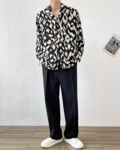 Black And White Abstract Pattern Shirt | Onew - SHINee -Amped Apparel Black And White Abstract Pattern Shirt Onew SHINee 11 600x750 1