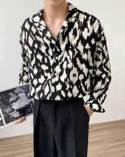 Black And White Abstract Pattern Shirt | Onew - SHINee -Amped Apparel Black And White Abstract Pattern Shirt Onew SHINee 14 600x750 1