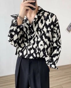 Black And White Abstract Pattern Shirt | Onew - SHINee -Amped Apparel Black And White Abstract Pattern Shirt Onew SHINee 7 600x750 1