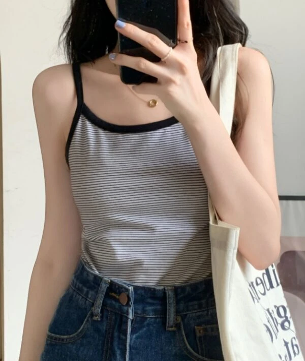 Black And White Striped Sling Top | Jisoo - BlackPink 5 Black And White Striped Sling Top | Jisoo - BlackPink - Image 3