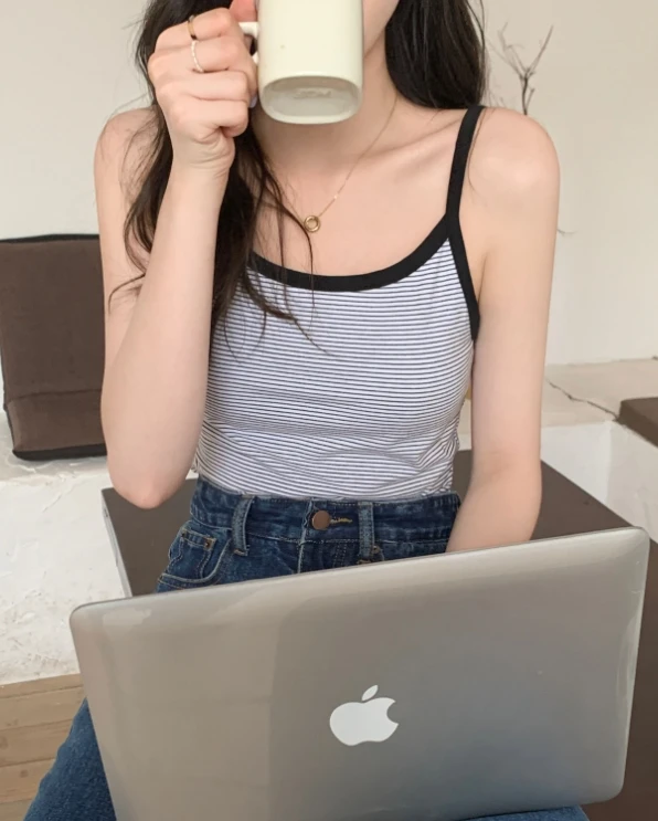 Black And White Striped Sling Top | Jisoo - BlackPink 4 Black And White Striped Sling Top | Jisoo - BlackPink - Image 2