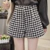 Black And White Wide-Leg Houndstooth Shorts | Jisoo - BlackPink -Amped Apparel Black And White Wide Leg Houndstooth Shorts Jisoo BlackPink 3 600x729 1