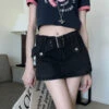 Black Belted Denim Mini Skorts | Lisa - BlackPink -Amped Apparel Black Belted Denim Mini Skorts Lisa BlackPink 2 600x697 1