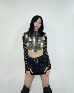 Black Belted Denim Mini Skorts | Lisa - BlackPink -Amped Apparel Black Belted Denim Mini Skorts Lisa BlackPink 3 600x750 1