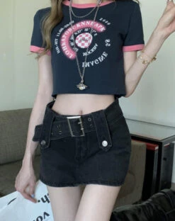 Black Belted Denim Mini Skorts | Lisa - BlackPink -Amped Apparel Black Belted Denim Mini Skorts Lisa BlackPink 7 600x758 1