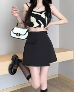 Black Big Pocket Wrap Skort | Wendy - Red Velvet -Amped Apparel Black Big Pocket Wrap Skort Wendy Red Velvet 1 600x750 1