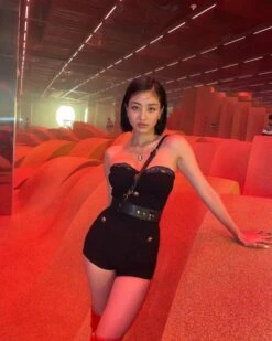 Black Bustier Romper Suit | Jihyo - Twice -Amped Apparel Black Bustier Romper Suit Jihyo Twice 22 600x750 1