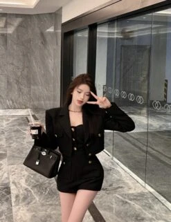 Black Bustier Romper Suit | Jihyo - Twice -Amped Apparel Black Bustier Romper Suit Jihyo Twicee 3 scaled 600x780 1