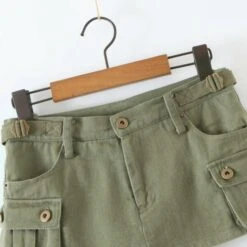 Black Cargo Style Denim Mini Skorts | Jennie - BlackPink -Amped Apparel Black Cargo Style Denim Mini Skorts Jennie BlackPink green 10 600x600 1