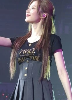 Black Corset Style Pleated Skirt | Sana - Twice -Amped Apparel Black Corset Style Pleated Skirt Sana Twice Idol 2 600x831 1