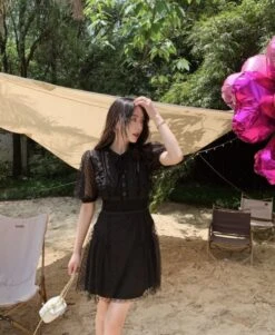 Black Diamond Mesh Doll Dress | Sunny - Girl Generation 18 Black Diamond Mesh Doll Dress | Sunny - Girl Generation -Amped Apparel Black Diamond Mesh Doll Dress Sunny Girl Generation 5 600x730 1