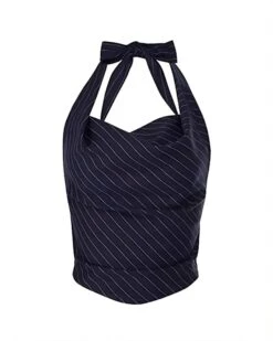 Black Draping Halter Stripes Top | Jennie - BlackPink -Amped Apparel Black Draping Halter Stripes Top Jennie BlackPink 1 600x750 1