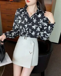 Black Floral Pattern Shirt | Wonwoo - Seventeen -Amped Apparel Black Floral Pattern Shirt Wonwoo Seventeen 2 600x750 1