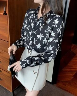 Black Floral Pattern Shirt | Wonwoo - Seventeen -Amped Apparel Black Floral Pattern Shirt Wonwoo Seventeen 3