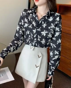 Black Floral Pattern Shirt | Wonwoo - Seventeen -Amped Apparel Black Floral Pattern Shirt Wonwoo Seventeen 9