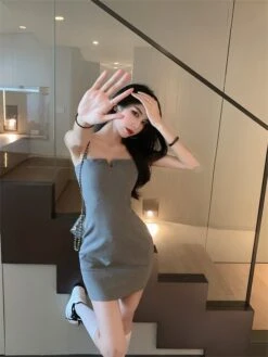 Black Front-Slit Sling Dress | Joy Red Velvet -Amped Apparel Black Front Slitted Sling Dress Joy Red Velvet 16