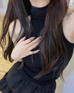 Black Knitted Halter Turtleneck Top | IU -Amped Apparel Black Knitted Halter Turtleneck Top IU 5