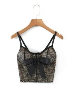 Black Lace Crop Top With Bow | Yoohyeon - Dreamcatcher -Amped Apparel Black Lace Crop Top With Bow Yoohyeon Dreamcatcher 11 600x750 1