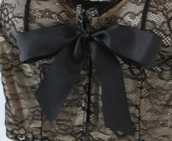 Black Lace Crop Top With Bow | Yoohyeon - Dreamcatcher -Amped Apparel Black Lace Crop Top With Bow Yoohyeon Dreamcatcher 8 600x493 1