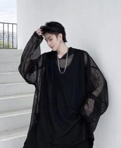 Black Mesh Hoodie | Wooyoung - ATEEZ -Amped Apparel Black Mesh Hoodie Wooyoung ATEEZ 7 600x731 1