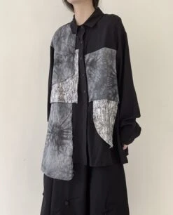 Black Multi-Pattern Patchwork Shirt | Seonghwa - ATEEZ -Amped Apparel Black Multi Pattern Patchwork Shirt Seonghwa ATEEZ 15