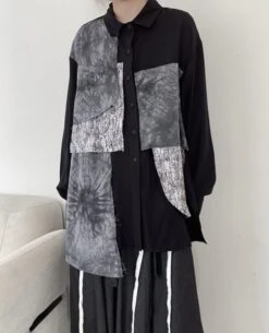 Black Multi-Pattern Patchwork Shirt | Seonghwa - ATEEZ -Amped Apparel Black Multi Pattern Patchwork Shirt Seonghwa ATEEZ 8