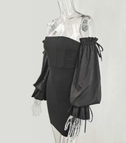 Black Off Shoulder Corset Dress | Solar - Mamamoo -Amped Apparel Black Off Shoulder Corset Dress Solar Mamamoo 5 e1623651037851 600x686 1
