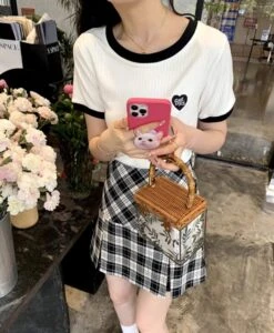 Black Plaid Pleated School Girl Skirt | Ningning - Aespa -Amped Apparel Black Plaid Pleated School Girl Skirt Ningning Aespa 2 600x729 1