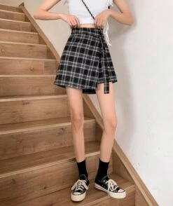 Black Plaid Skorts | Sana - Twice -Amped Apparel Black Plaid Skorts Sana – Twice 6 600x714 1