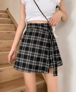 Black Plaid Skorts | Sana - Twice -Amped Apparel Black Plaid Skorts Sana – Twice 7 600x728 1