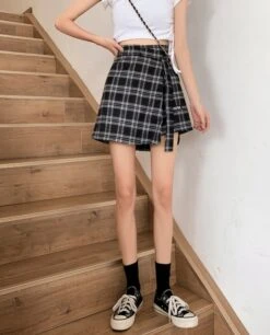 Black Plaid Skorts | Sana - Twice -Amped Apparel Black Plaid Skorts Sana – Twice 9