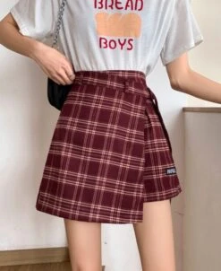 Black Plaid Skorts | Sana - Twice -Amped Apparel Black Plaid Skorts Sana – Twice Red 10 600x733 1