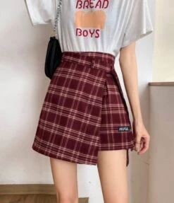 Black Plaid Skorts | Sana - Twice -Amped Apparel Black Plaid Skorts Sana – Twice Red 12 600x697 1