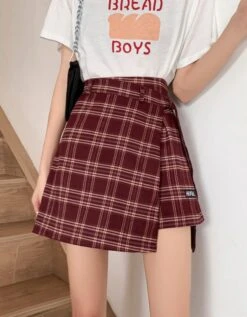 Black Plaid Skorts | Sana - Twice -Amped Apparel Black Plaid Skorts Sana – Twice Red 9