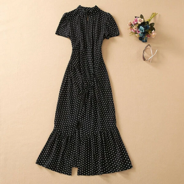 Black Polka Dot Midi Dress | Rose - BlackPink 3 Black Polka Dot Midi Dress | Rose - BlackPink