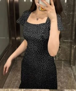 Black Polka Dots Open Back Dress | Joy - Red Velvet -Amped Apparel Black Polka Dots Open Back Dress Joy Red Velvet 6 600x720 1