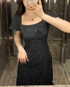 Black Polka Dots Open Back Dress | Joy - Red Velvet -Amped Apparel Black Polka Dots Open Back Dress Joy Red Velvet 7 600x740 1