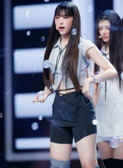 Black Strappy Wrap Skorts | Haerin - NewJeans -Amped Apparel Black Strappy Wrap Skorts Haerin NewJeans inspi 600x819 1