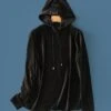 Black Velvet Oversized Hoodie | Giselle - Aespa -Amped Apparel Black Velvet Oversized Hoodie Giselle Aespa 4