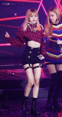 Red Plaid Crop Top | Lisa - BlackPink 16 Red Plaid Crop Top | Lisa - BlackPink -Amped Apparel BlackPink Lisa Stage Fashion